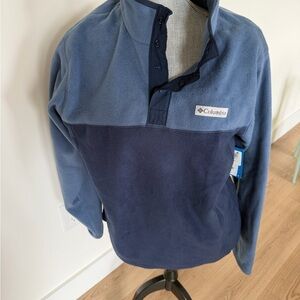 BNWT Columbia Men's Two-Tone Navy and Slate Blue Zip Fleece